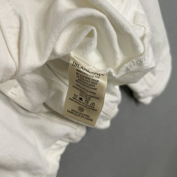 BLANKNYC Jacket Womens XS White Belted Denim Peplum Coastal Cowgirl Minimal Y2K - Picture 5 of 14